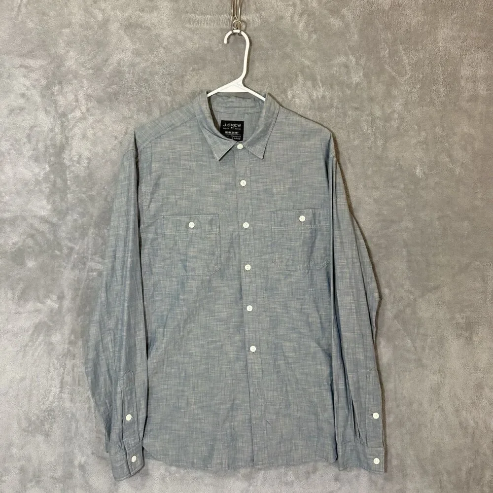 J.Crew Workshirt Men's L Gray Chambray Long Sleeve Button Down Shirt J Crew Work